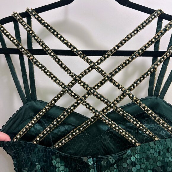 Vintage Niteline by Della Roufogali Emerald Sequin Dress – Size 6 - Picture 2 of 4